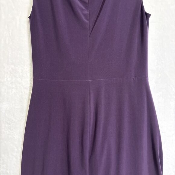 Lauren Ralph Lauren Twist Knot Sheath Dress Size 16 Purple Sleeveless Stretch - Picture 7 of 11